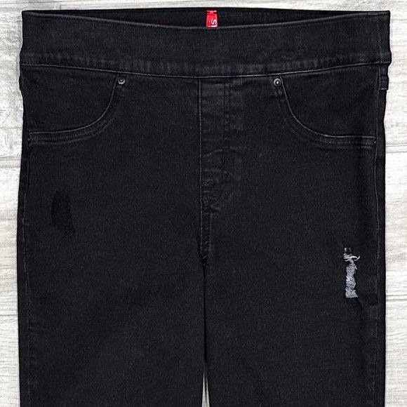 Spanx High Rise Distressed Ankle Skinny Jeans in Vintage Black Denim Size M - Picture 5 of 16